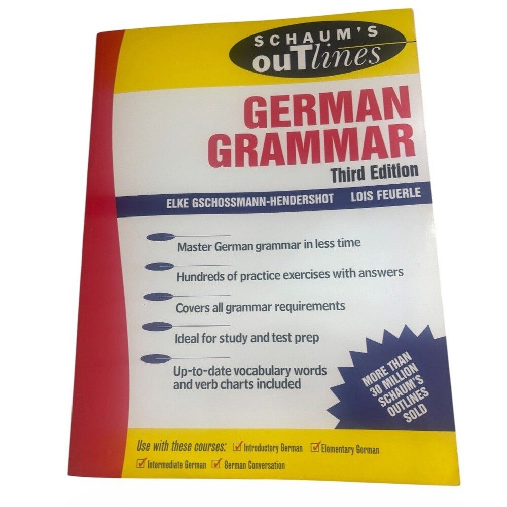 Schaum's Outlines German Grammar 3rd Ed Book Study Guide TestPrep Exercises READ